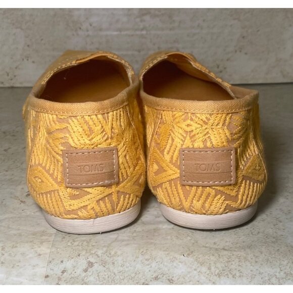 Toms Womens Yellow Embroidered Semi-sheer Slip-On Shoes Casual Boho Cottagecore - Picture 3 of 10